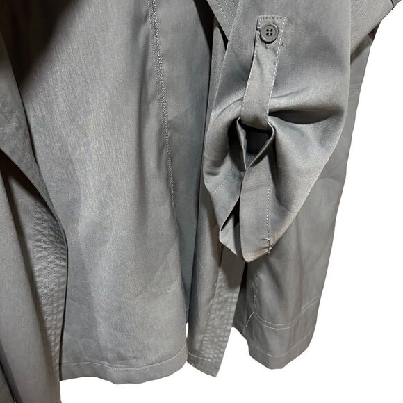 Max Studio Plus Size Twill Draped Long Jacket, Ash Gray Grey - Picture 5 of 7